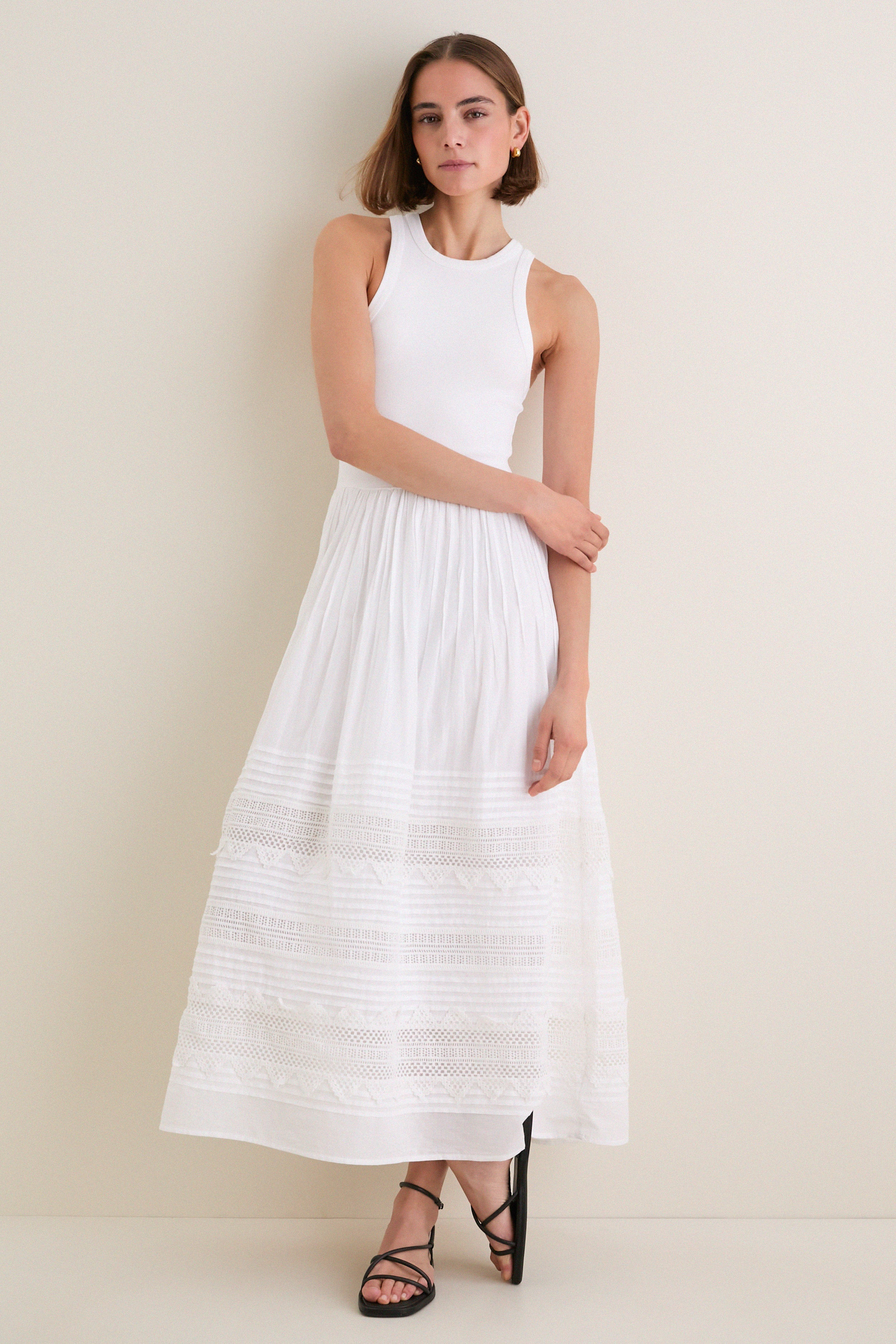 White Rib Crew Neck Dress | Tuckernuck (US)