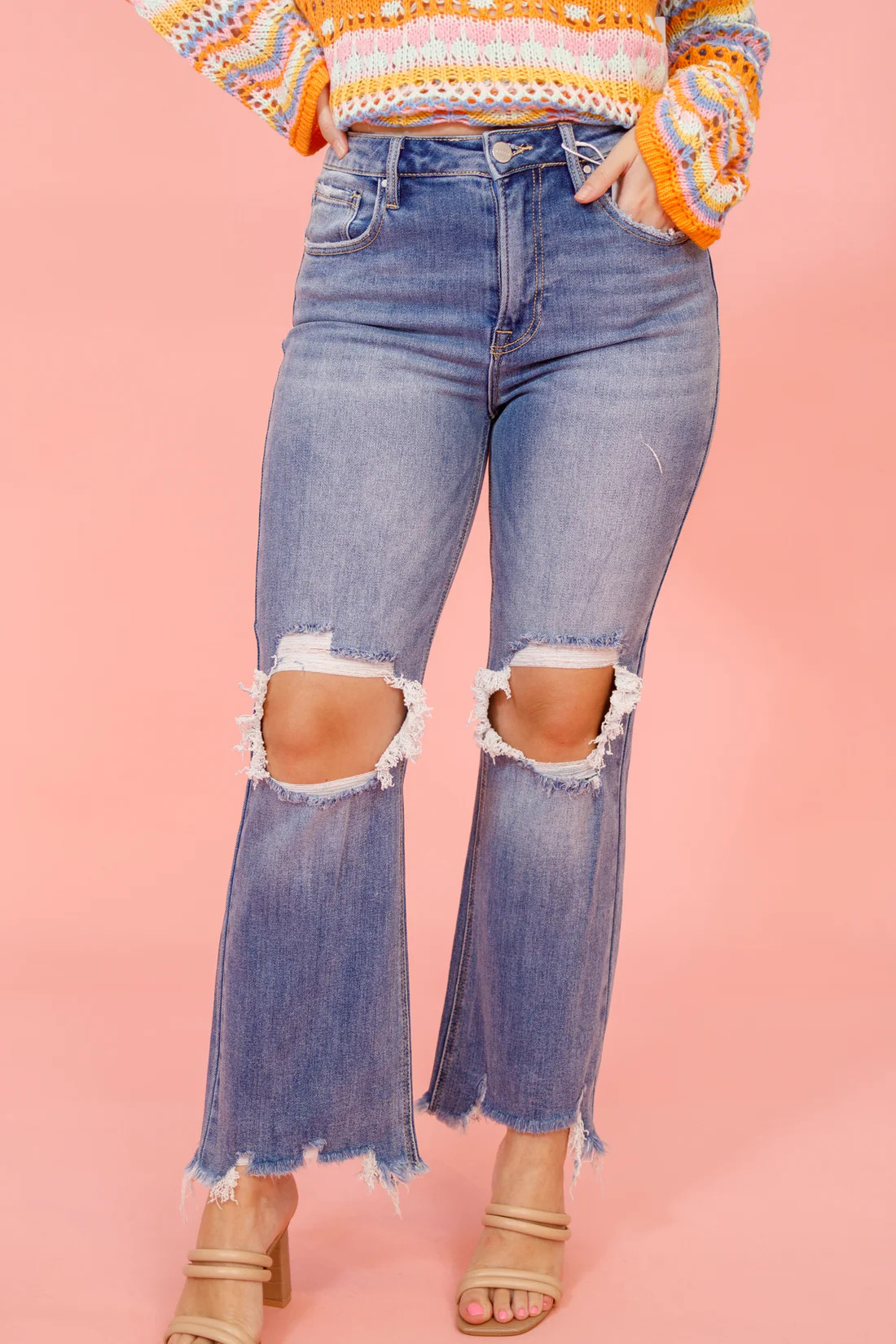 Risen Medium Wash Straight Crop Jeans | Jaxe + Grace Boutique
