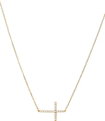 Sterling Silver 18k Gold Plated Horizontal Cross Necklace, Holiday Gift Idea | Nordstrom