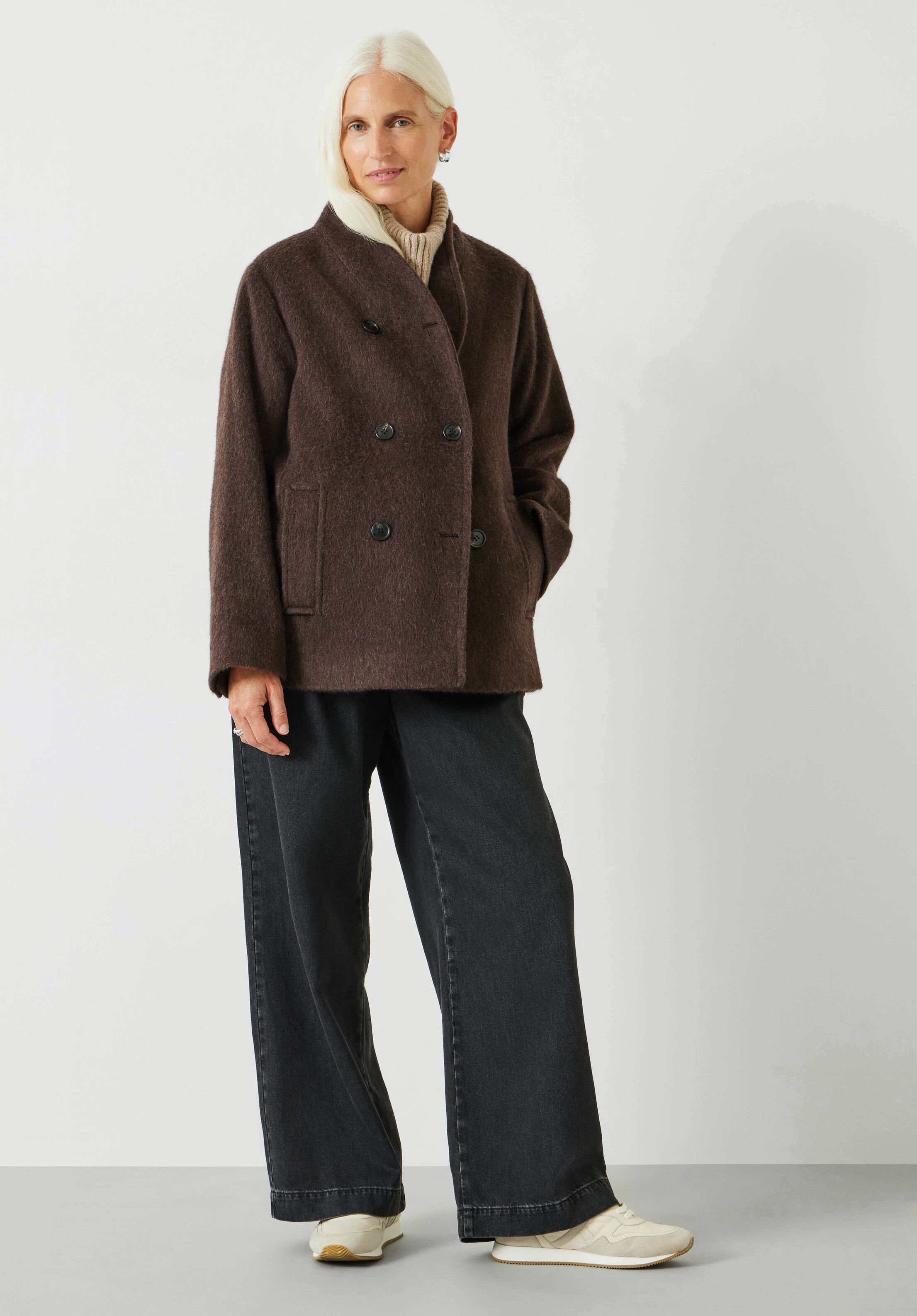 Funnel Neck Wool Coat | Hush UK