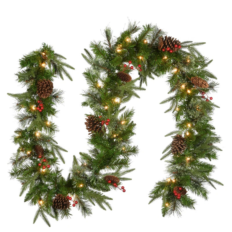 Meinhardt 108'' in. Lighted Faux Garland | Wayfair North America
