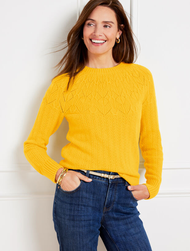 Pointelle Round Yoke Sweater | Talbots