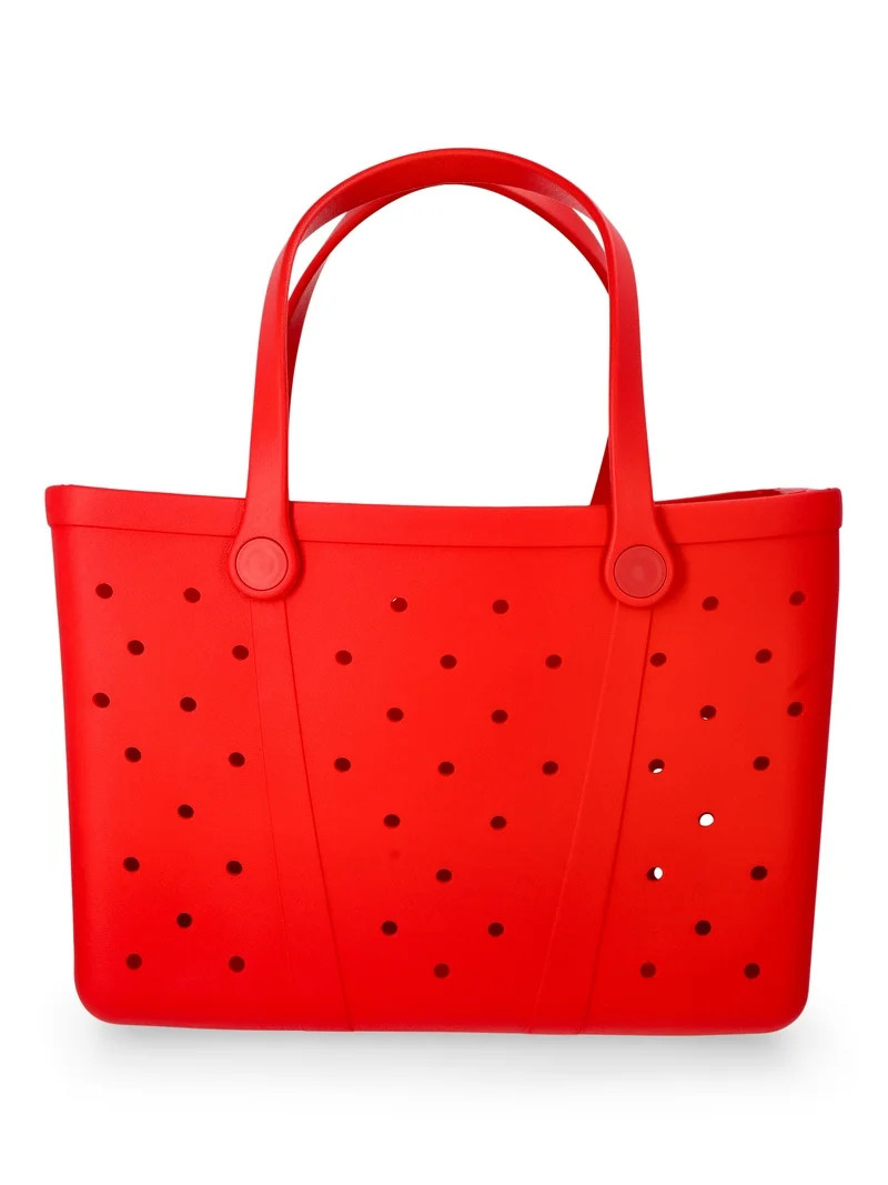 Time and Tru Women's Waterproof EVA Beach Tote Bag, Red | Walmart (US)