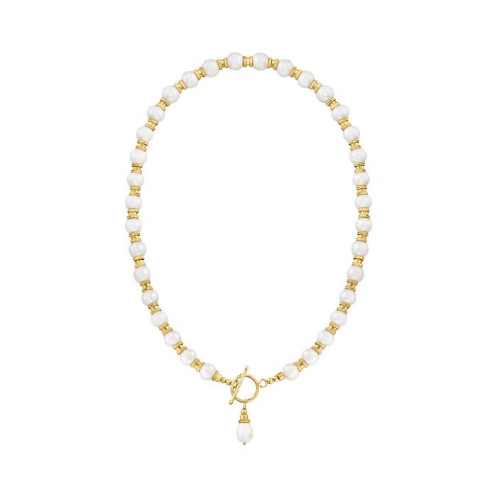 8.5-9mm Cultured Pearl Toggle Necklace in 18kt Gold Over Sterling. 20" | Ross-Simons