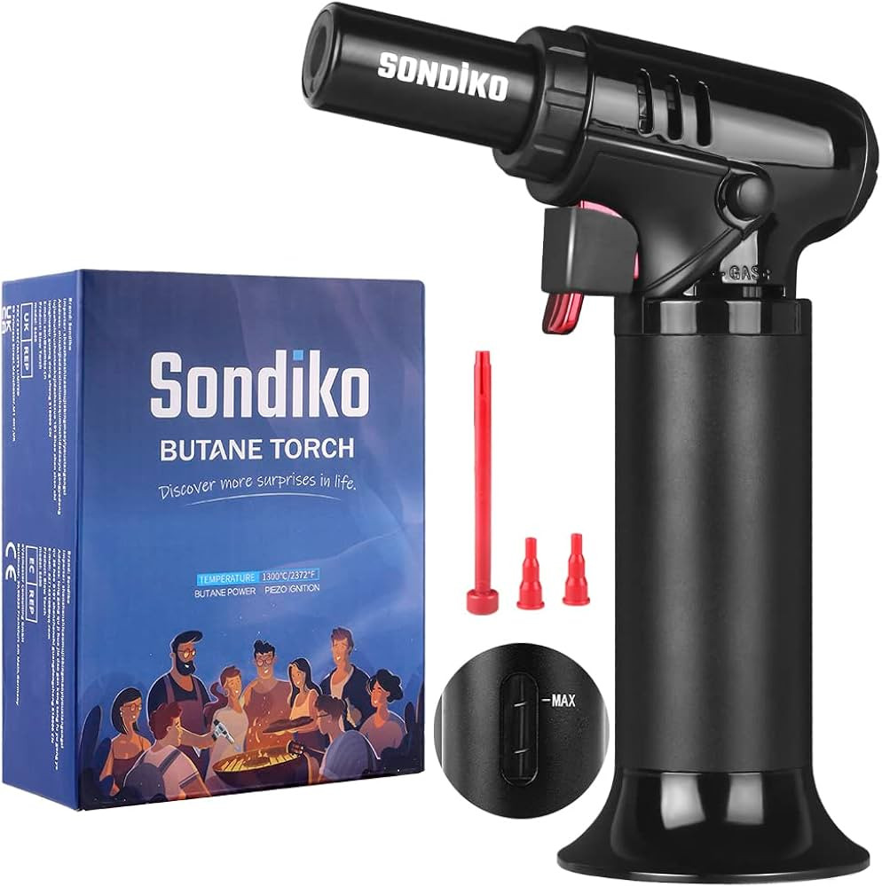 Sondiko Butane Torch with Fuel Gauge S907, Refillable Soldering Torch Lighter with Adjustable Fla... | Amazon (US)