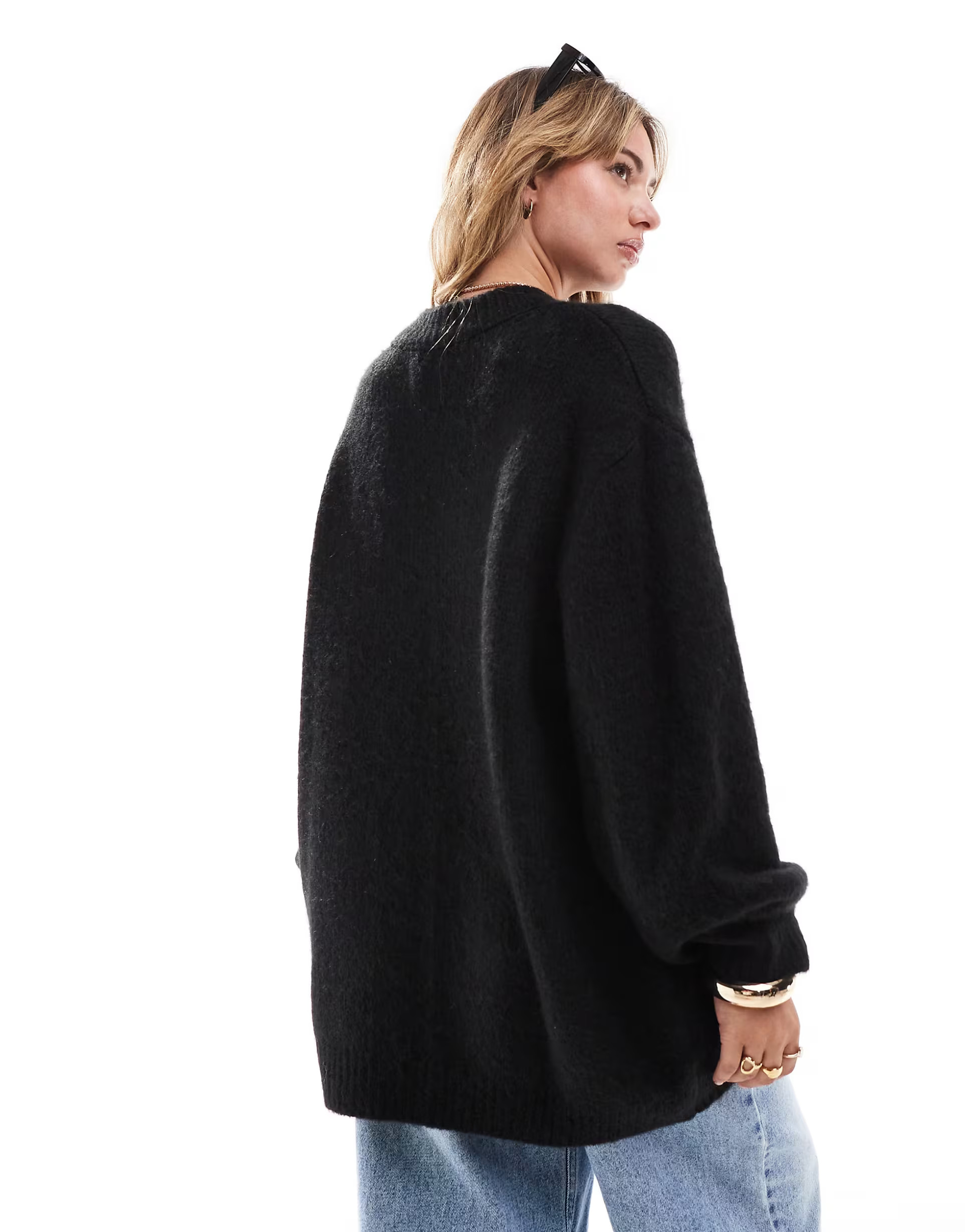 ASOS DESIGN oversized crew neck jumper in black  | ASOS | ASOS (Global)