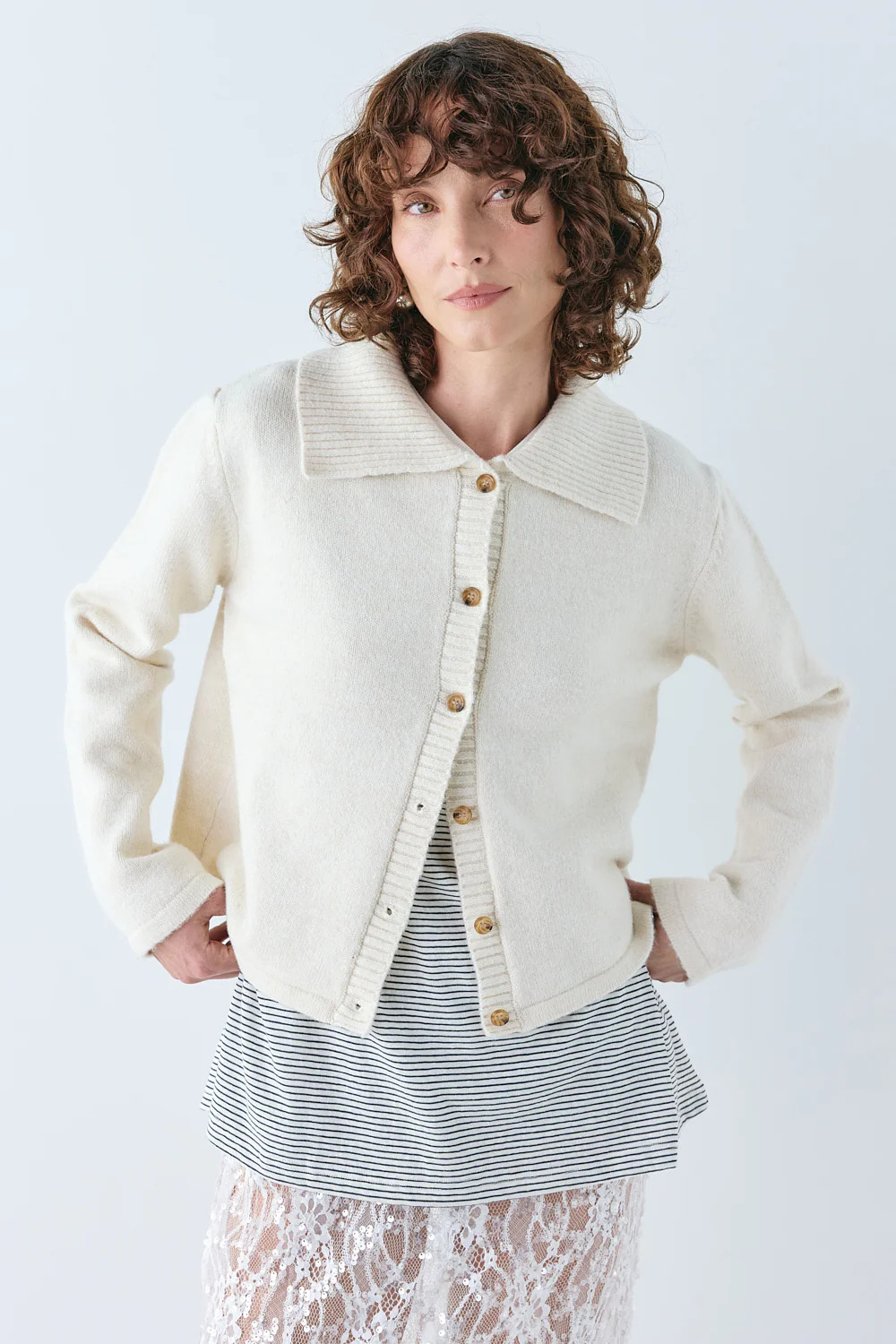Avery Knit Cardigan Cream | VRG Grl