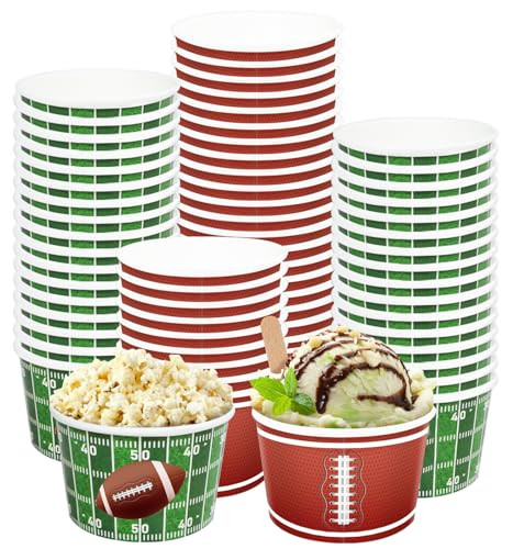 100 PCS Football Party Snack Bowls Supplies 9 oz Green Brown Football Serving Snack Bowls Disposable Serving Bowls Paper Bucket for Football Theme Dinner Sports Event Family Dinners & Birthday Party | Amazon (US)