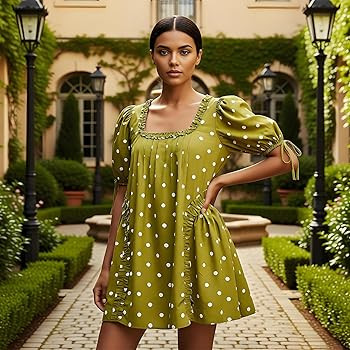 Women Short Puffy Sleeve Princess Tulle Dress Fluffy Mesh Fairy Mini Dress Bubble Sleeve Party Pr... | Amazon (US)