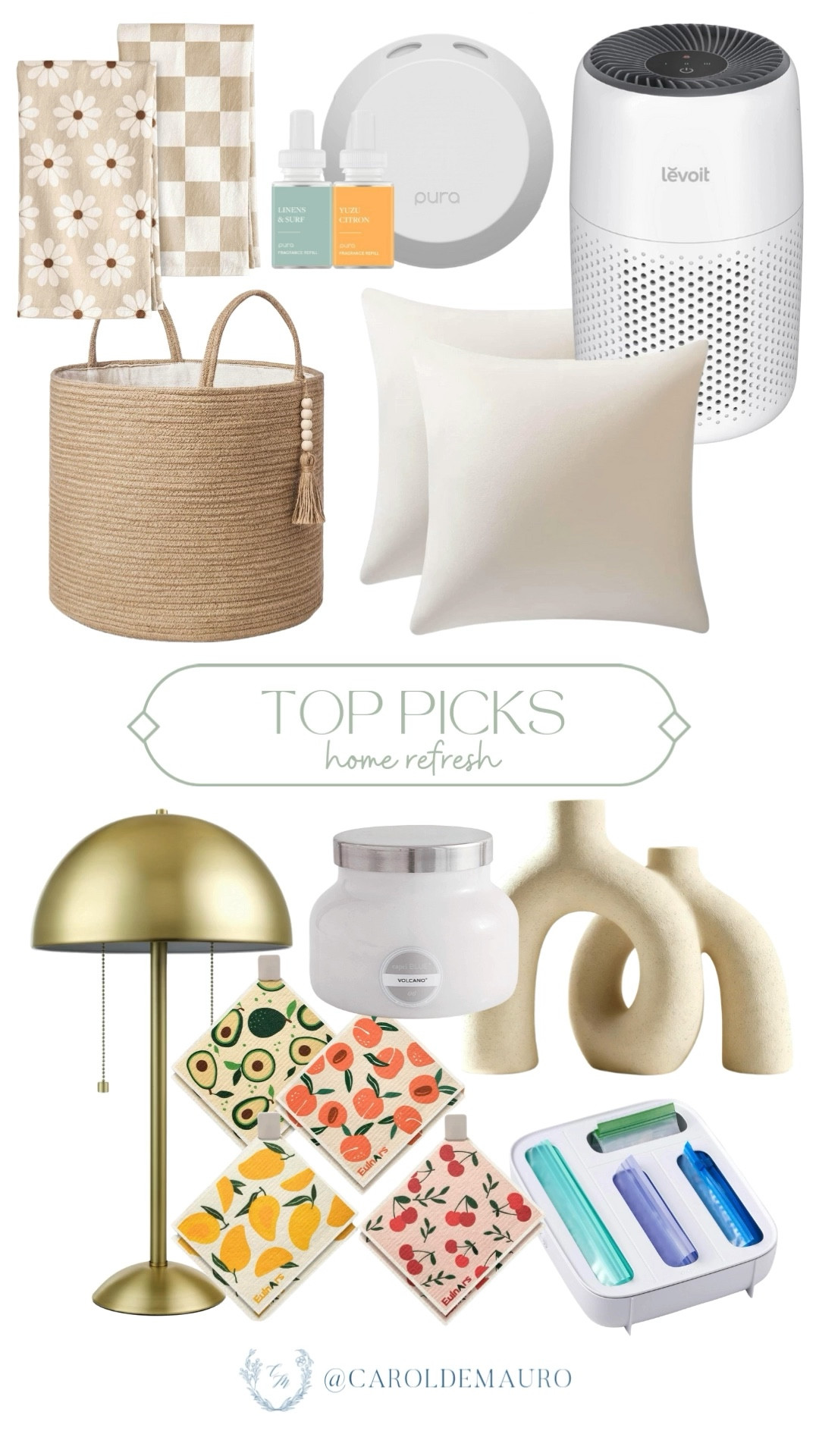 Here's how to get that perfect first impression from your guests with these top home picks! Get a new air purifier, home scents, throw pillows, table lamp, kitchen towels, and many more you'll surely love.

amazon home, home refresh, bestsellers, organization tips, clean freak, tidy and neat, decor inspo, affordable finds

#LTKHome #LTKU #LTKSeasonal