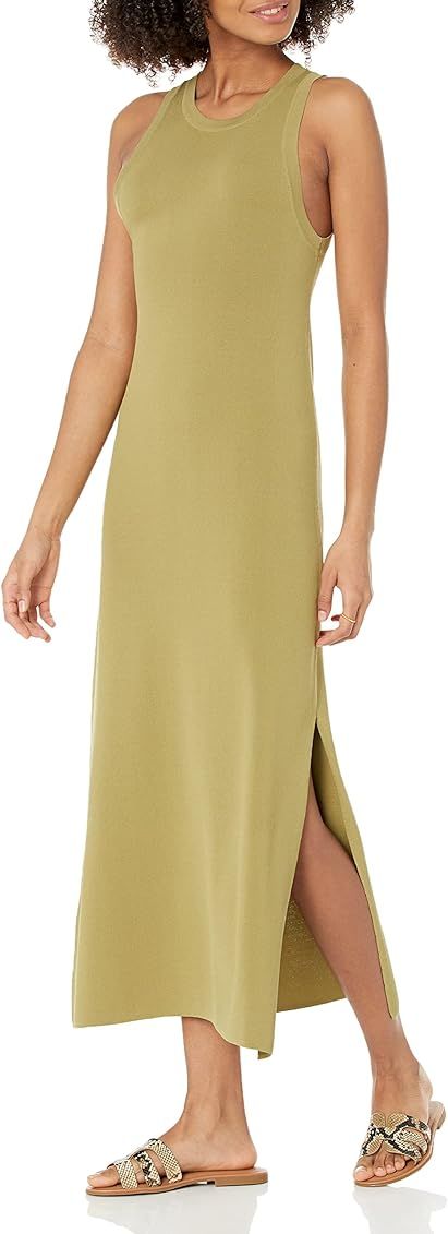 Amazon Brand - Women's Gabriela High Neck Cut-In A-Line Side Slit Maxi Sweater Dress by The Drop | Amazon (UK)