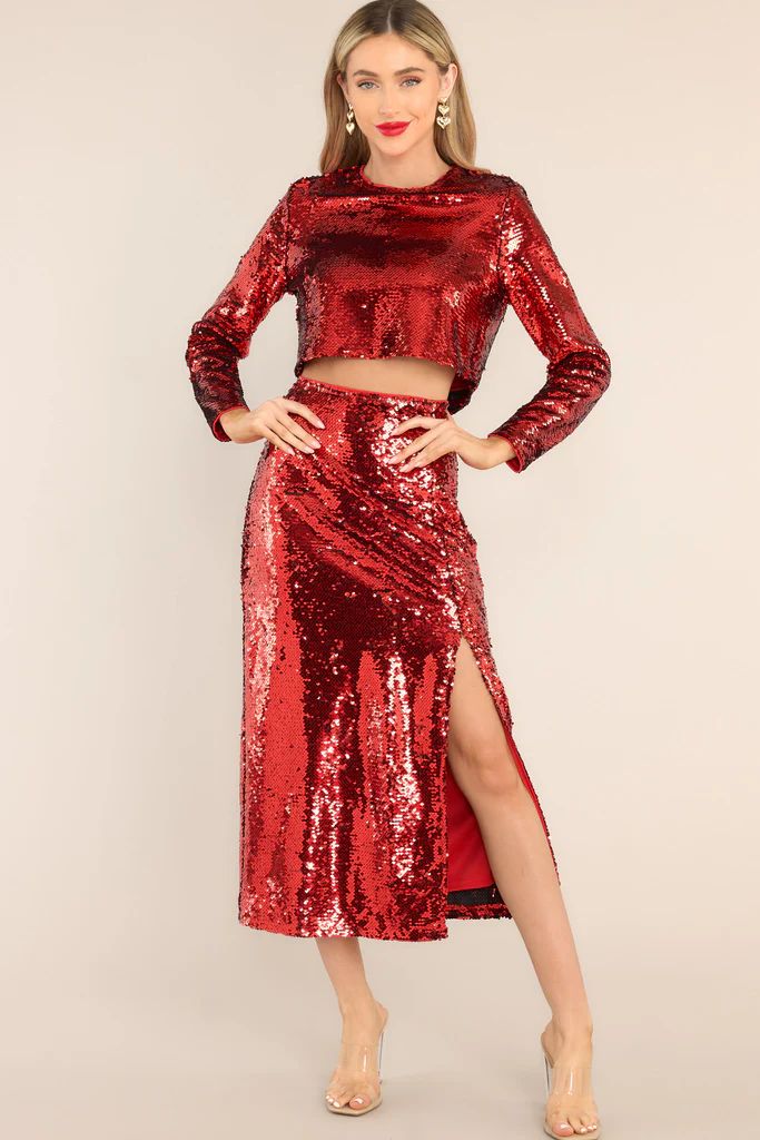 All I Do Red Sequin Crop Top | Red Dress 