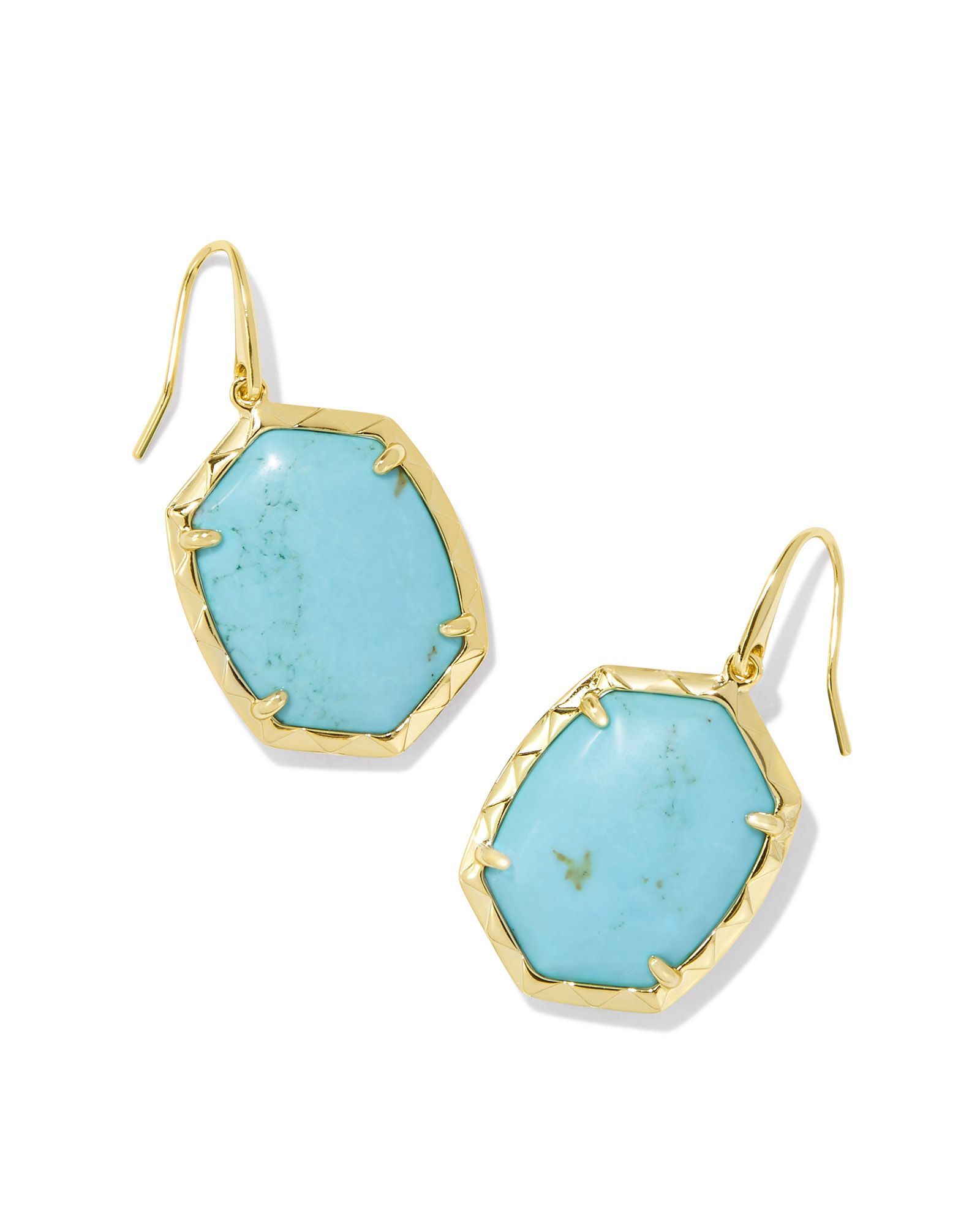 Daphne Gold Drop Earrings in Variegated Turquoise Magnesite | Kendra Scott