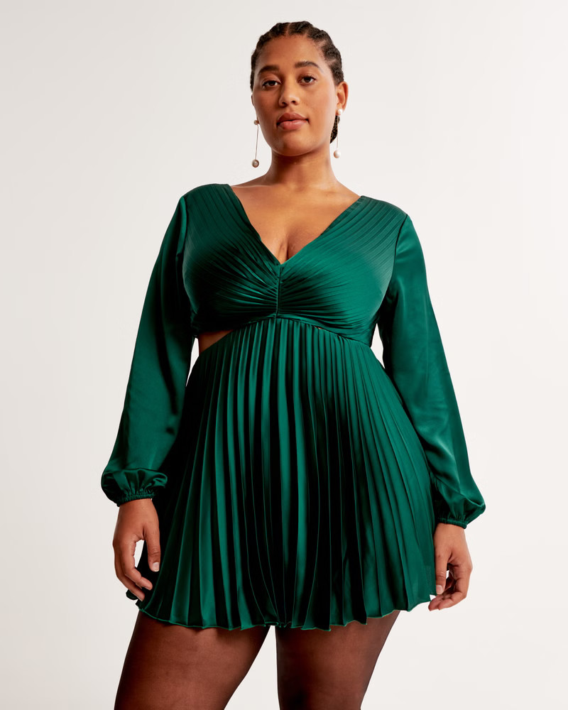 Women's The A&F Giselle Pleated Cutout Mini Dress | Women's New Arrivals | Abercrombie.com | Abercrombie & Fitch (US)