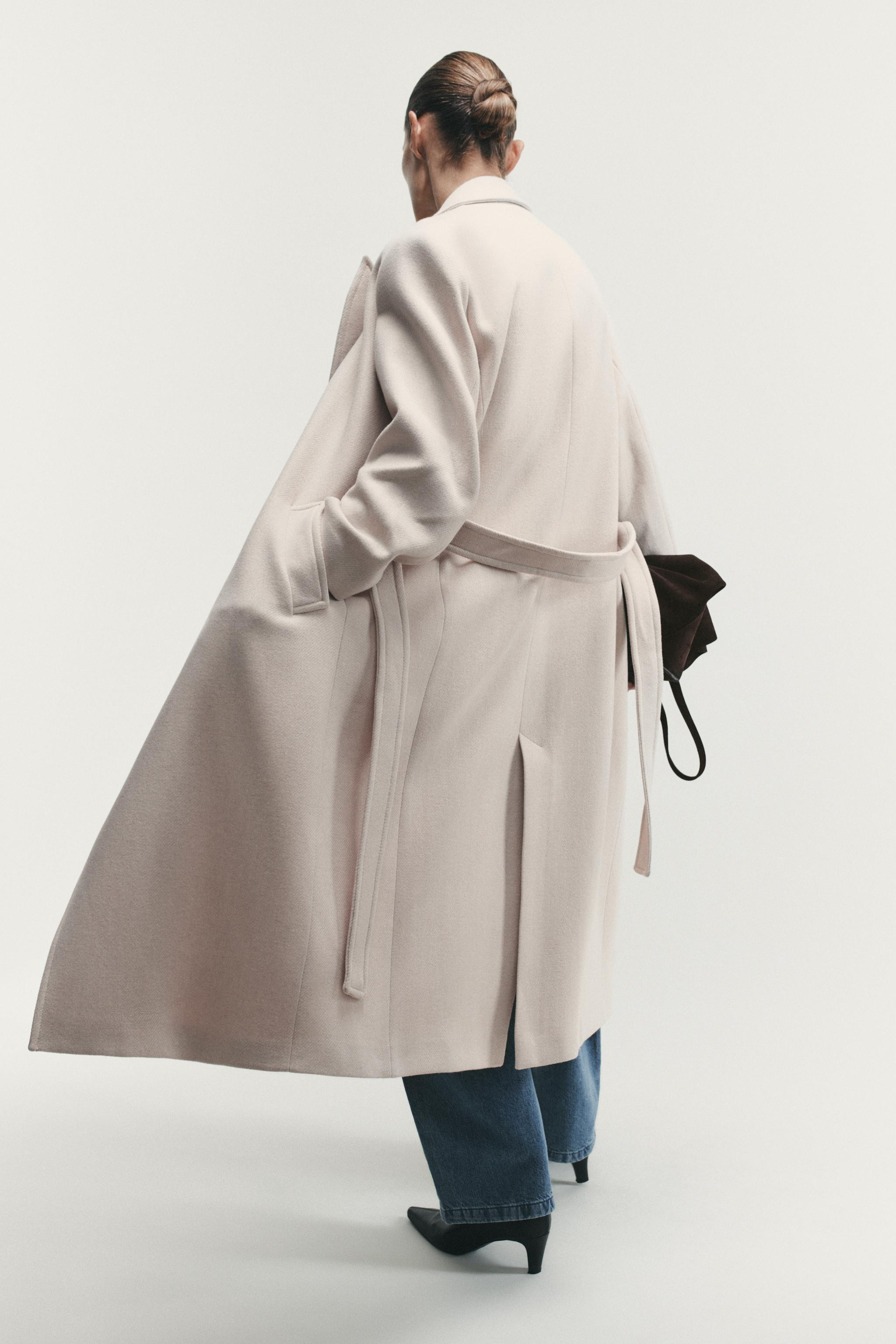 LONG WOOL COAT WITH BELT | Zara UK
