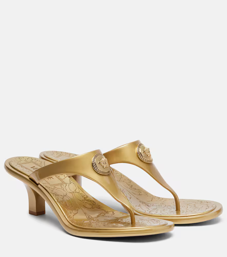 Versace Alia 55 metallic thong sandals | Mytheresa (US/CA)
