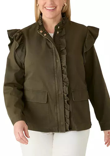 Plus Size Ruffle Trim Jacket | Belk