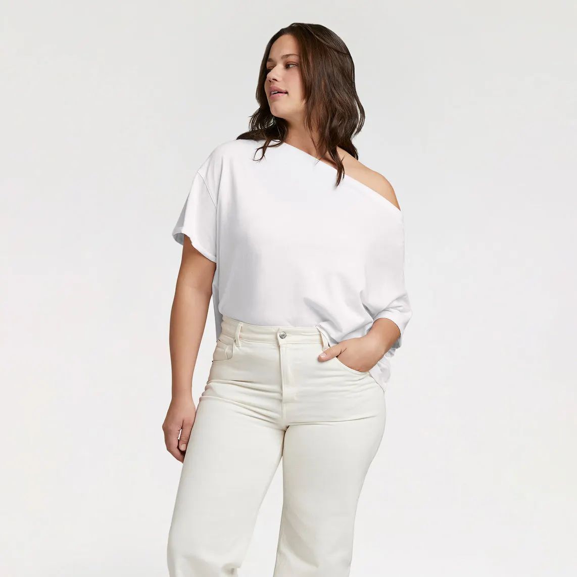Off The Shoulder T-Shirt | White - nuuds | nuuds