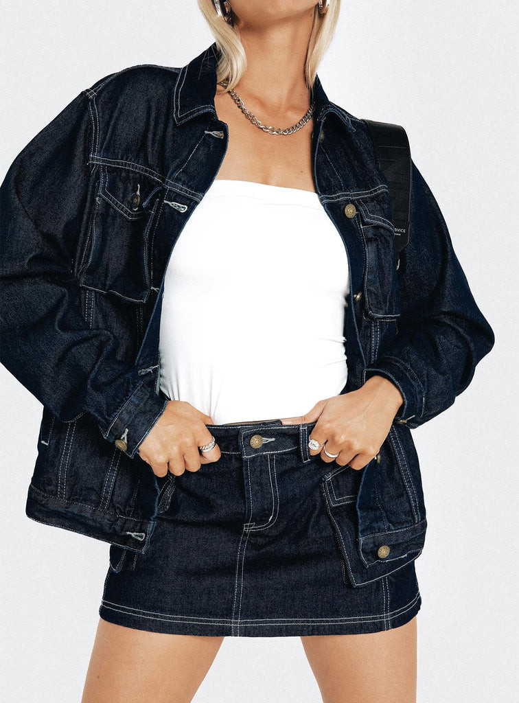 Junie Denim Mini Skirt Indigo | Princess Polly AU