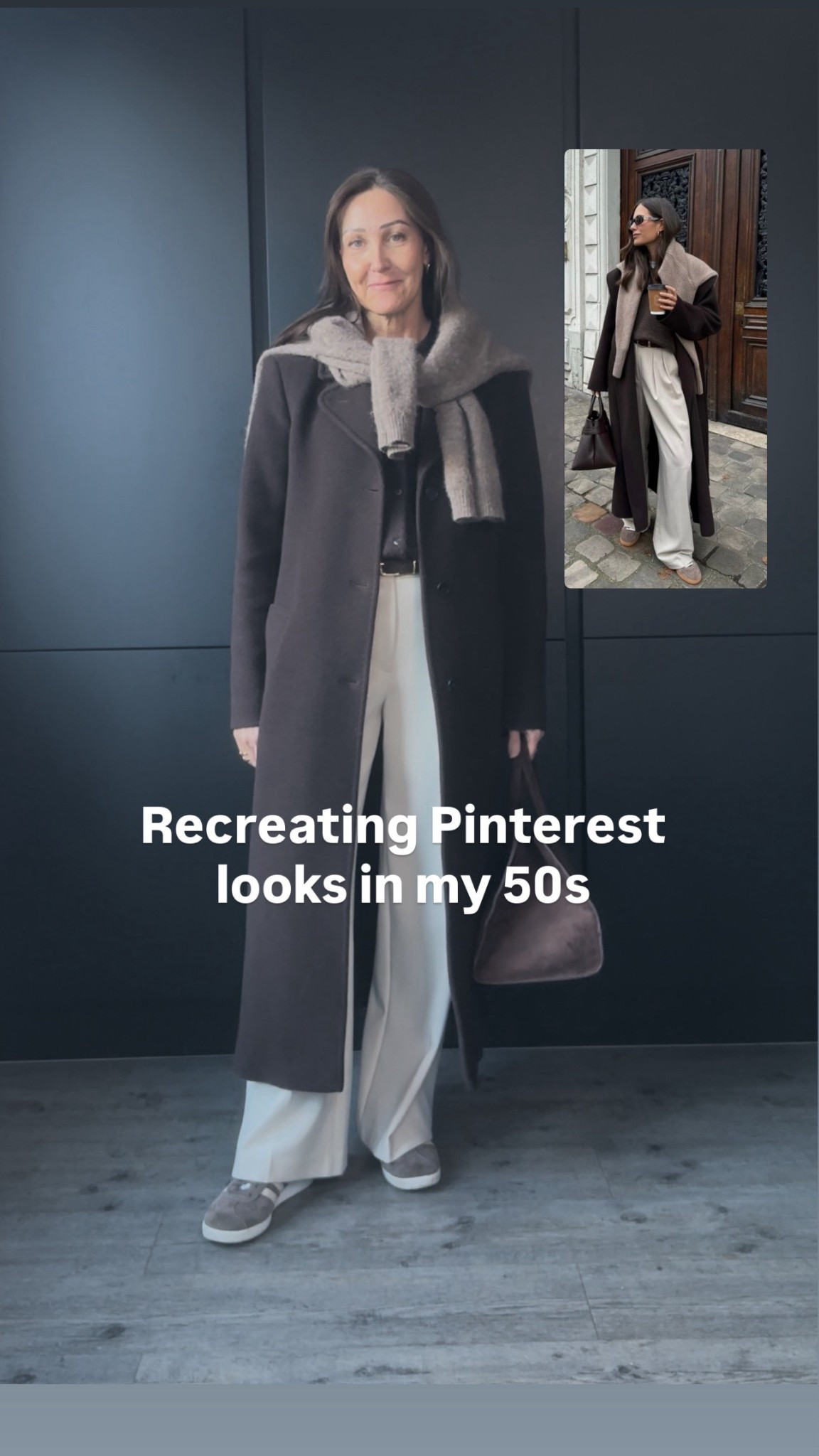 I love this look from Pinterest and it gave me an excuse to wear these fab trousers and dig this coat out. 
I’m in a 10 reg in the trousers, M cardi x

#LTKwinter #LTKstyletip #LTKuk