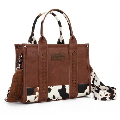 Montana West × Wrangler Tote Bag for Women Small Crossbody Bags Cow Print Satchel Top Handle Purse with Strap WG102-8120SBR | Amazon (US)