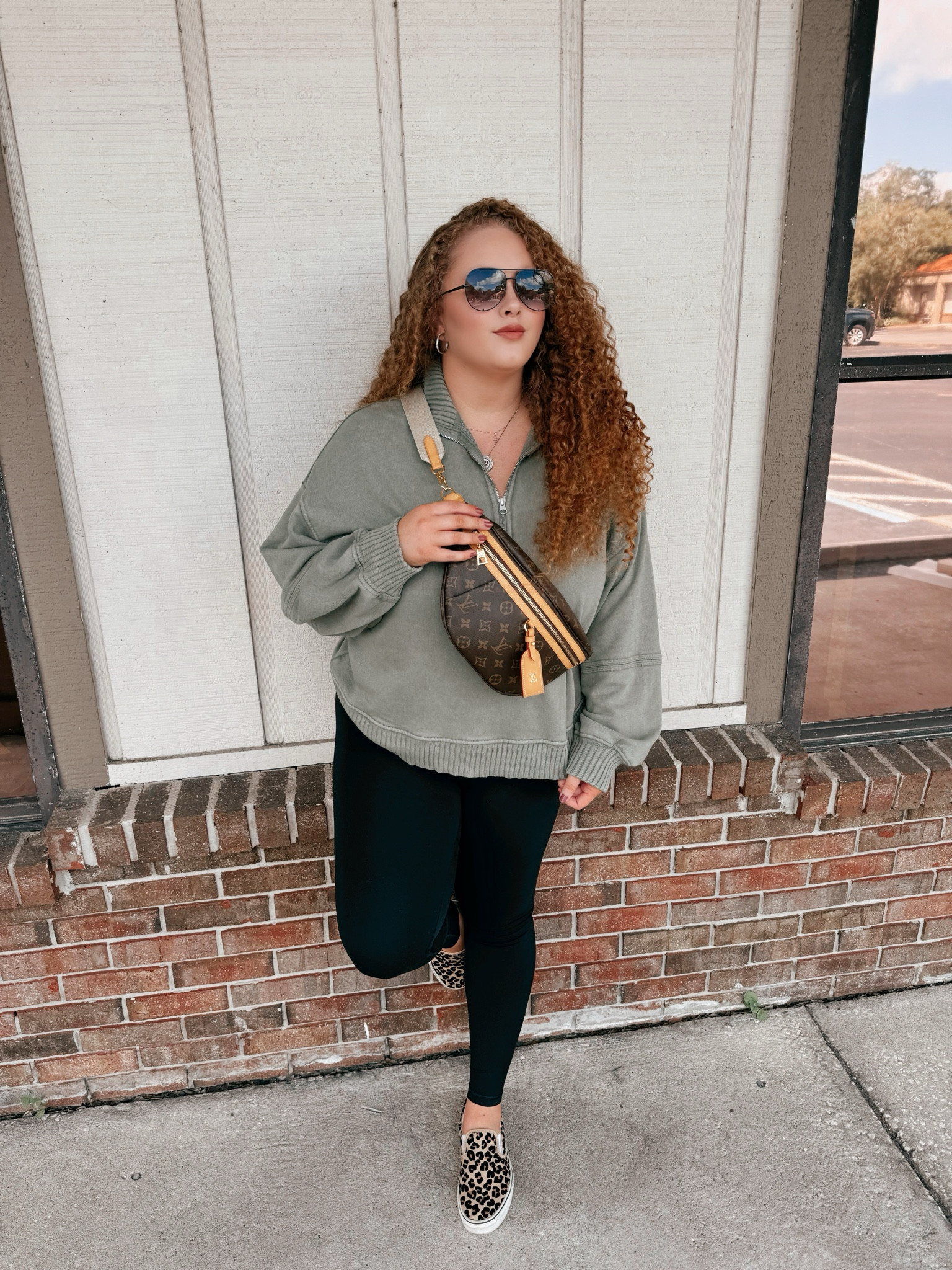 Gimme all the cozy pullovers💚leggings | Amazon leggings | black leggings | leggings outfit  | pullover | green pullover | aerie pullovers | leopard print shoes | on the go outfits | casual outfit | casual look | amazon fashion | amazon finds | amazon look | amazon outfit | fall outfit | fall look | fall fashion | fall finds | fall outfit inspo | fall fashion inspo | fall 2024 

#LTKMidsize #LTKSeasonal #LTKStyleTip