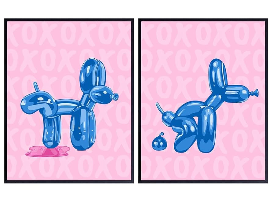 Bathroom Decor Aesthetic Poster - funny Cute Blue Bathroom Wall Art - Mid-century modern Bathroom... | Amazon (US)