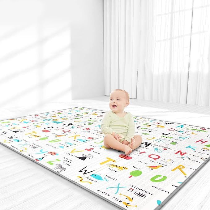 Baby Play Mat 79" X 71",Reversible Waterproof Foldable Foam Floor Playmat for Kids Toddlers, Extr... | Amazon (US)