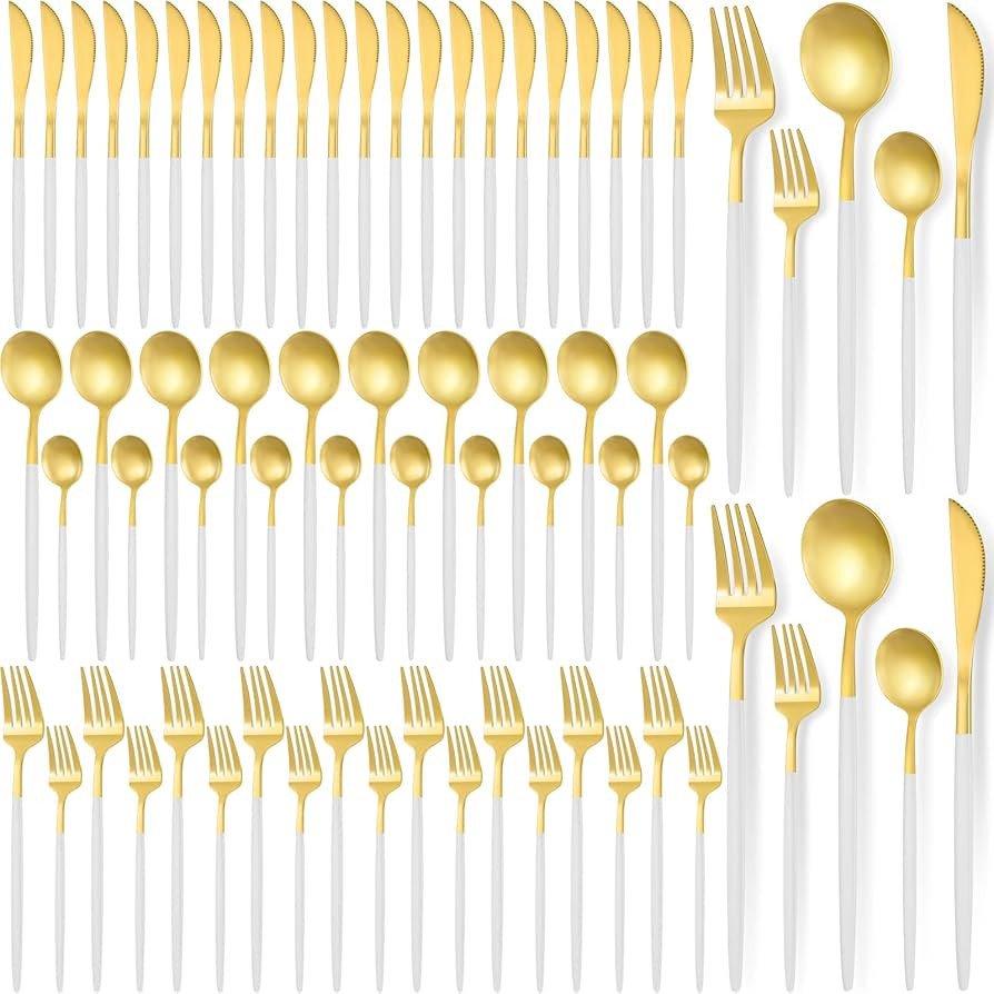 60 Pieces Stainless Steel Tableware Set Silverware Set Flatware Cutlery Set Utensils Set Spoon Fo... | Amazon (US)