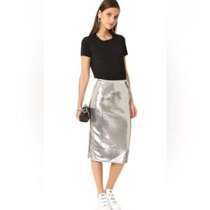 NWT *Rare* Diane Von Furstenberg Midi Silver Sequin Pencil Skirt | Poshmark