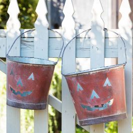 Painted Metal Jack O Lantern Pail Set of 2 | Antique Farm House