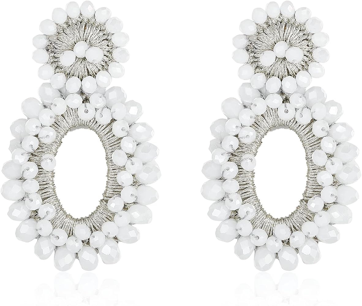 Statement Drop Earrings - Bohemian Beaded Teardrop Dangle Earrings Gift for Women | Amazon (US)