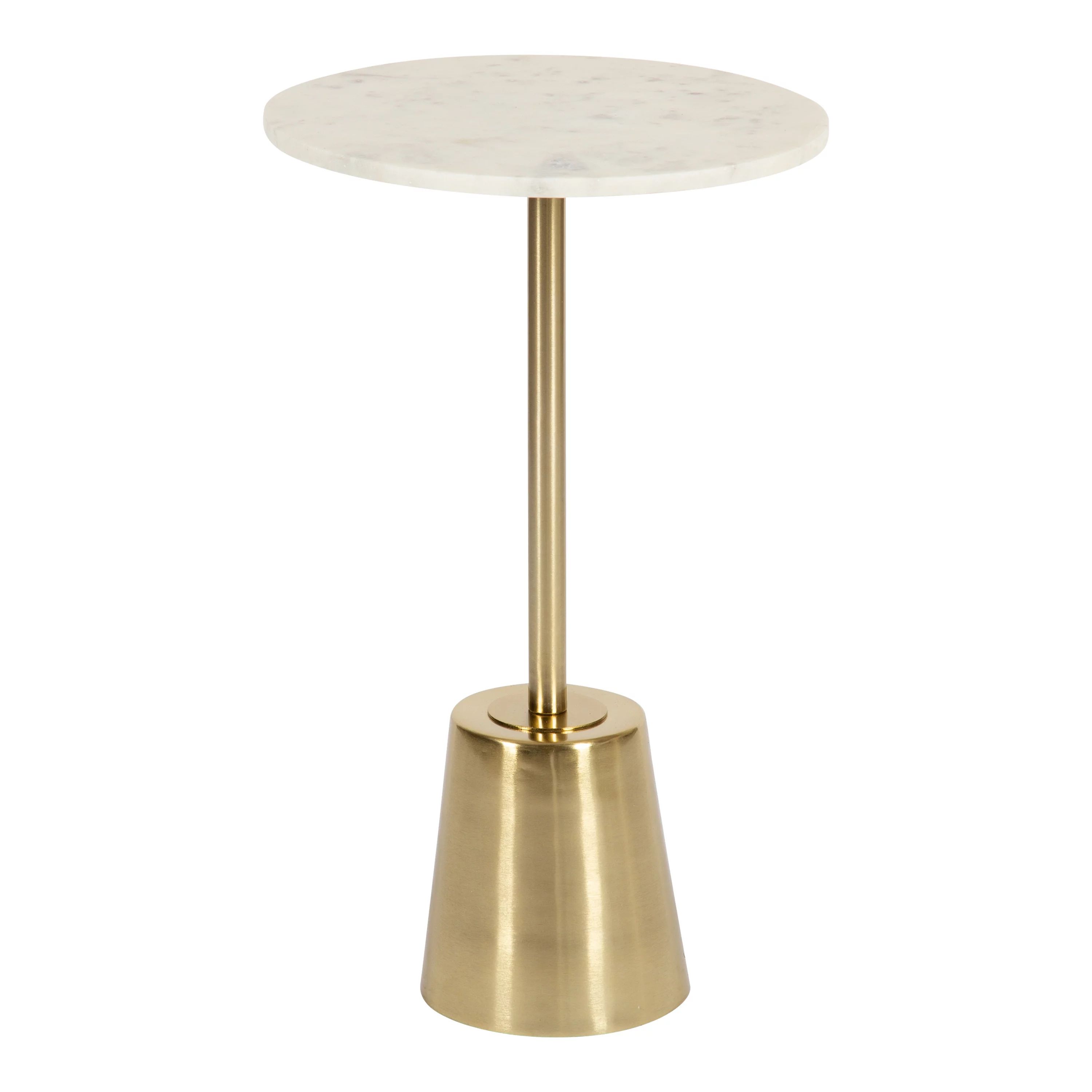 Kate and Laurel Tira Modern Marble Side Table, 14 x 14 x 24, Gold, Decorative Round Pedestal Tabl... | Walmart (US)