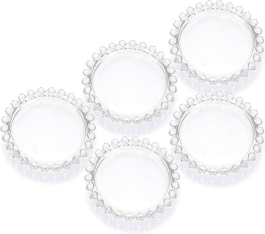 OwnMy 5PCS Clear Glass Candle Plates Glass Pillar Candle Holder Plates, Transparent Glass Candle ... | Amazon (US)