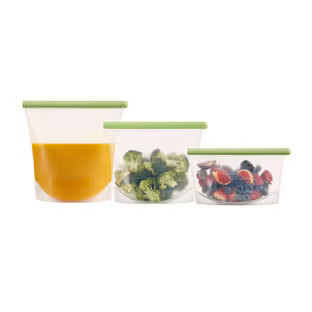 Lékué Reusable Silicone Bags Green Set of 3 | The Container Store