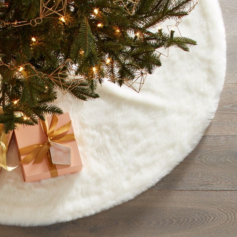 48" White Faux Fur Tree Skirt + Reviews | CB2 | CB2