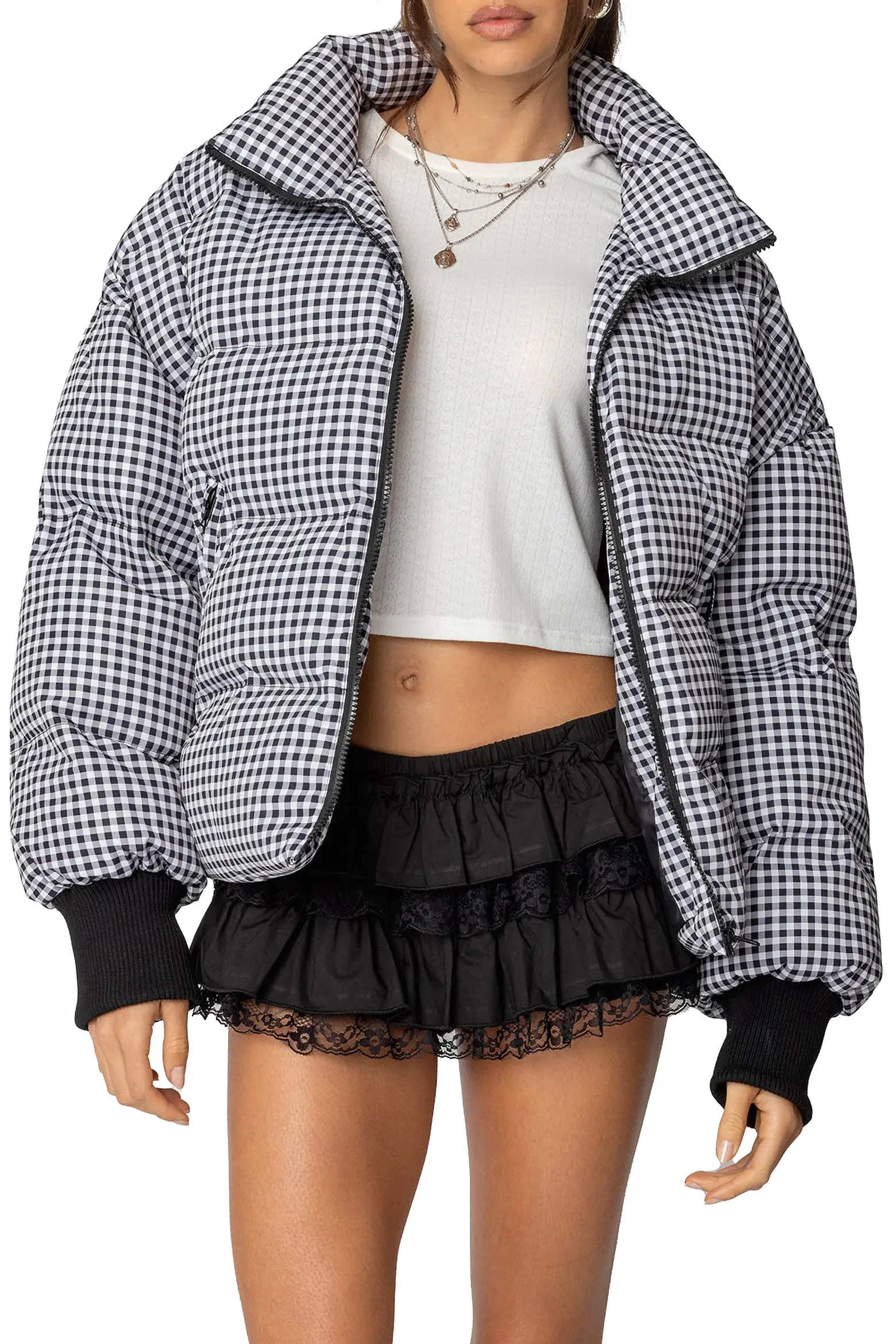 Gingham Oversize Quilted Puffer Jacket (Women) | Nordstrom | Nordstrom