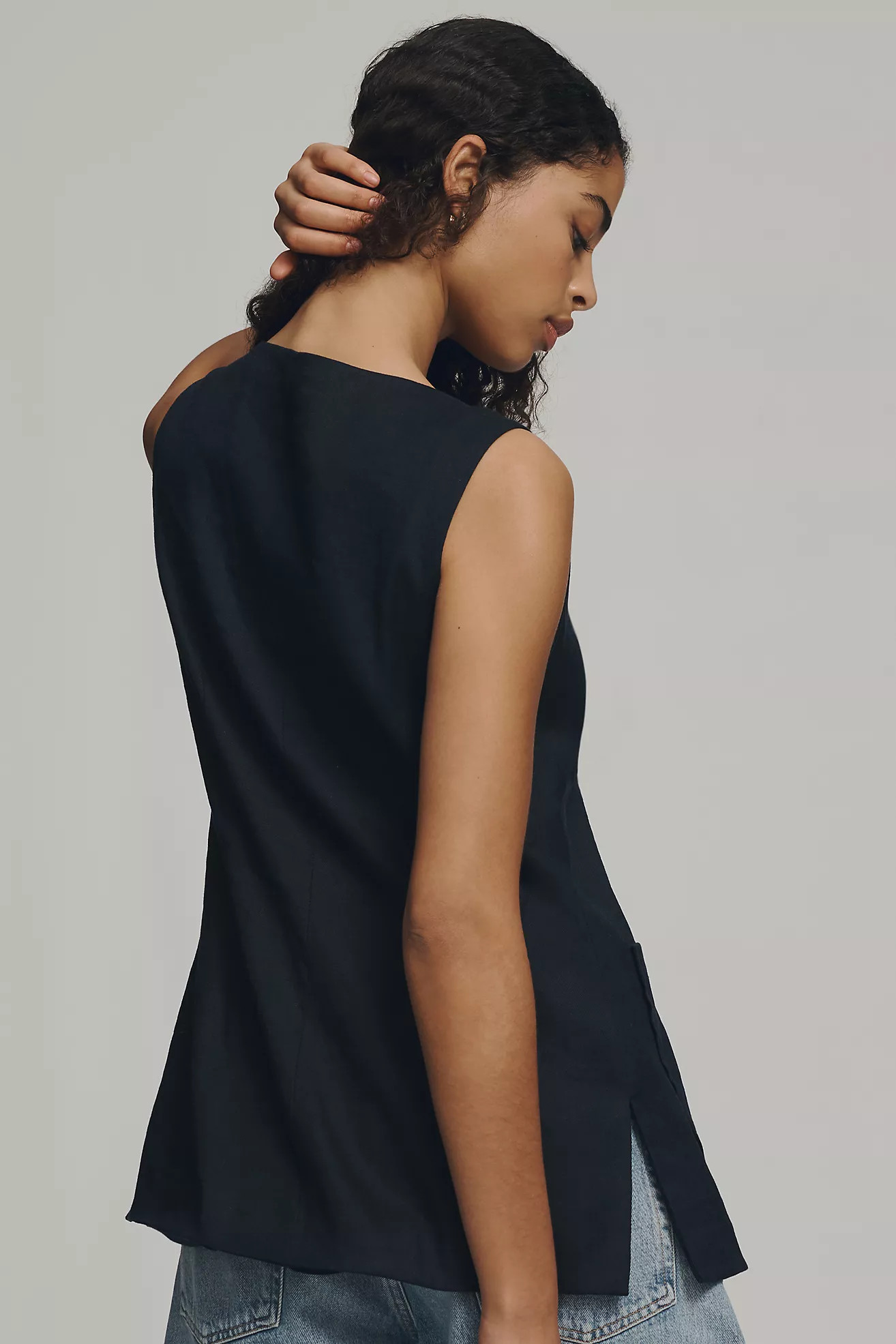 Maeve Mod Linen Square-Neck Vest | Anthropologie (US)