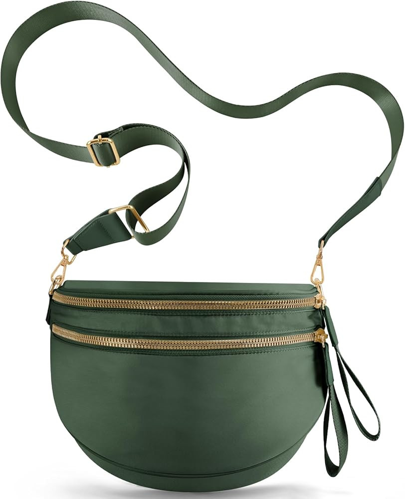 Crossbody Bags for Women, Large Nylon Bum Bags Plus Size Fanny Pack Sling Bag Belt Bag for Women ... | Amazon (US)