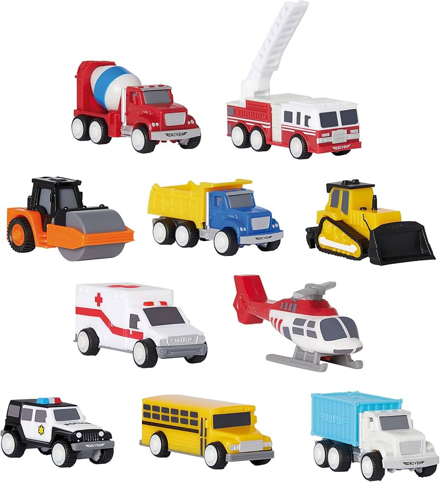 Driven by Battat – Pocket Fleet 1 (10 Pack) – Mini Cars Toys – Police Car, Helicopter, Fire... | Amazon (US)