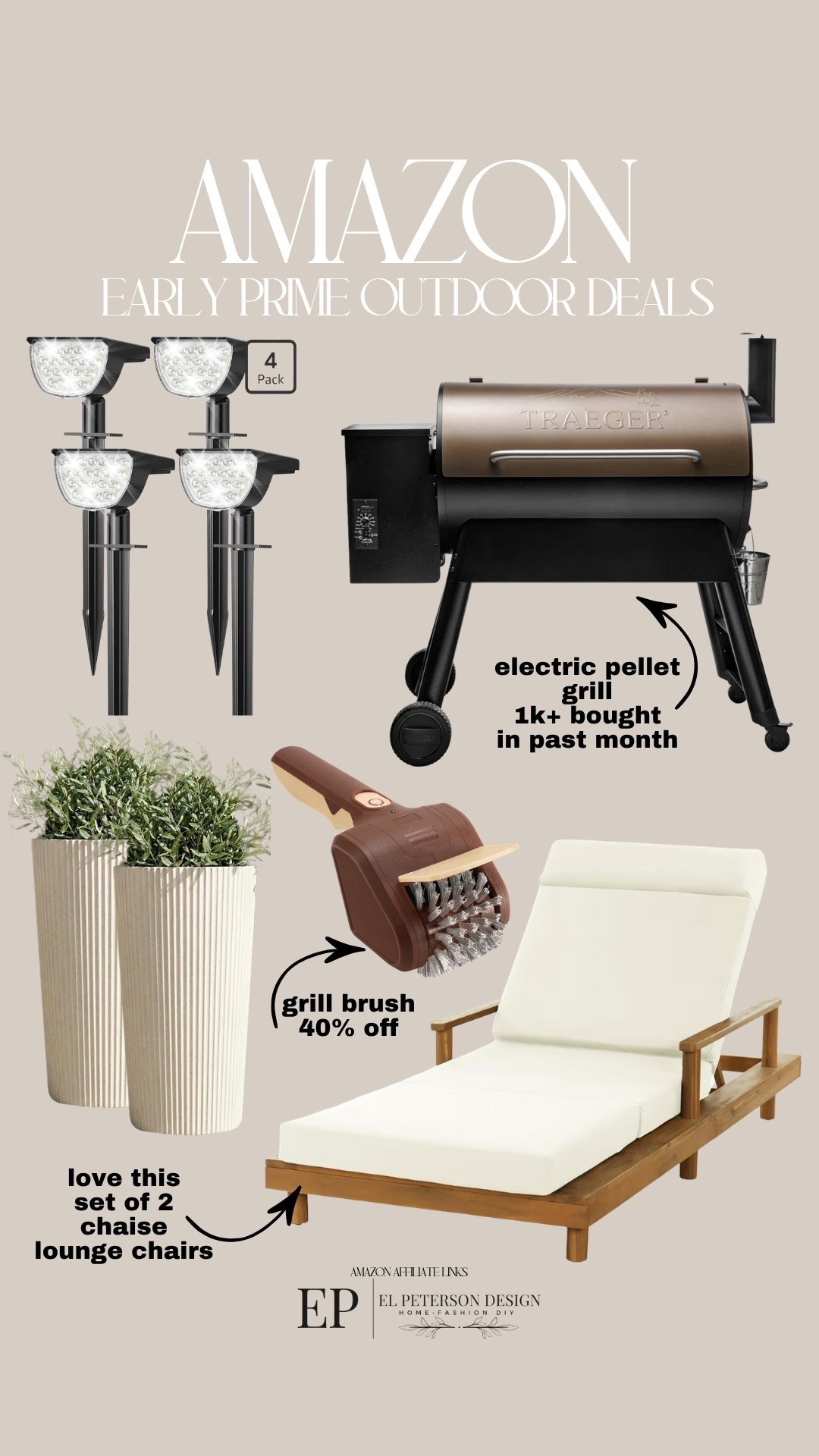 Amazon Early Prime Deals
Planter
Brush grill
Set of 2 lounge chair set 
Outlet light

#LTKHome #LTKSaleAlert
