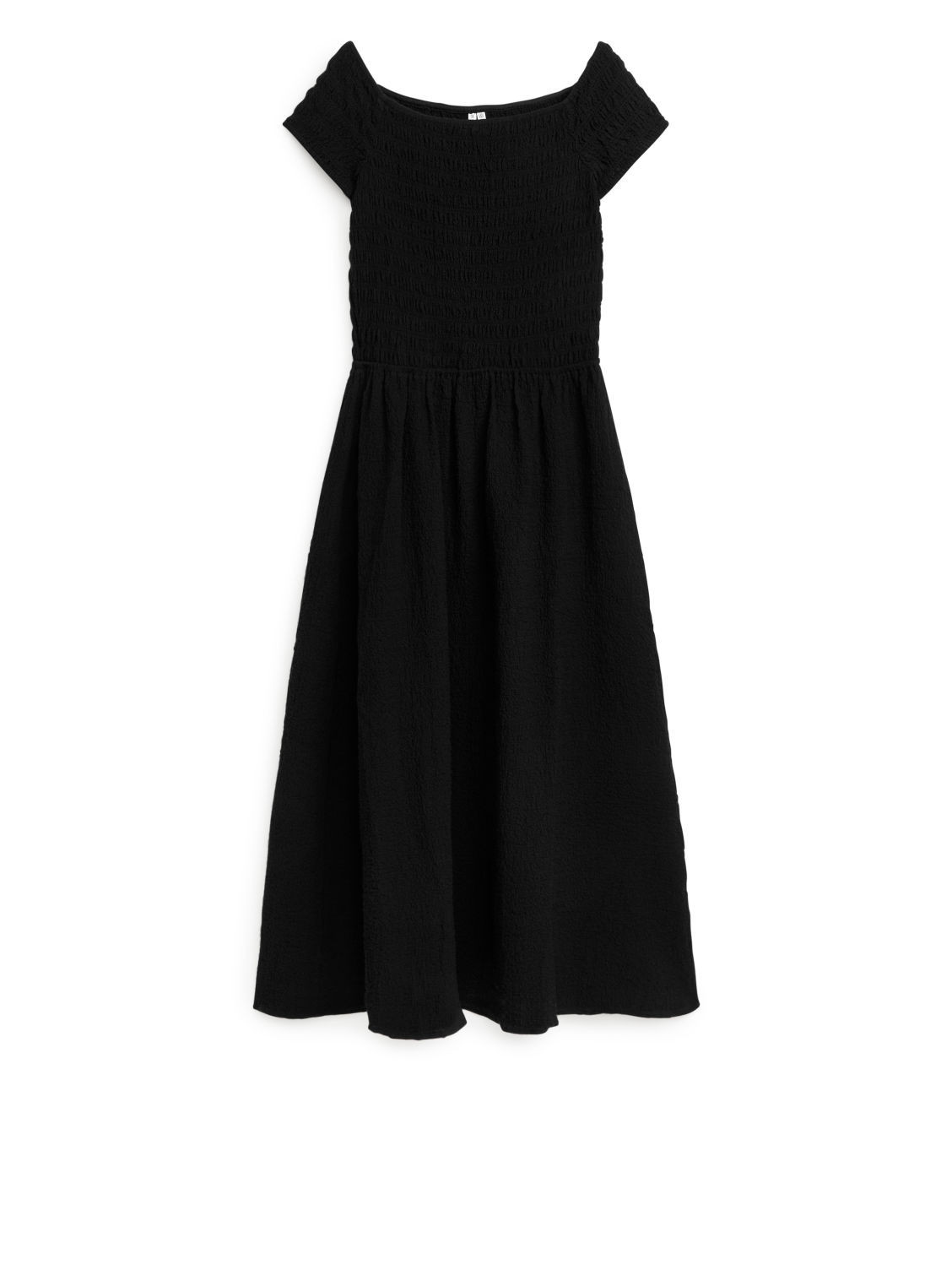 Off-Shoulder Smock Dress - Black | ARKET (US&UK)
