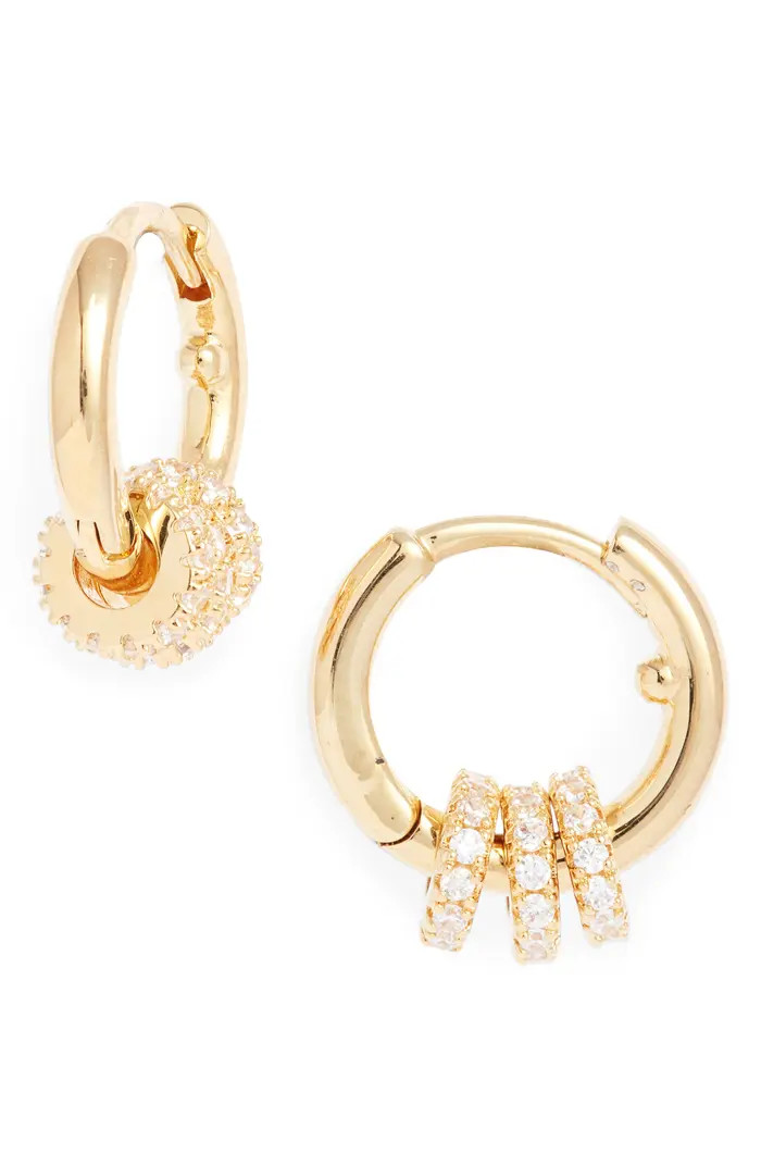 Nordstrom 14K Gold Plate Pavé Hoop Earrings | Nordstrom | Nordstrom