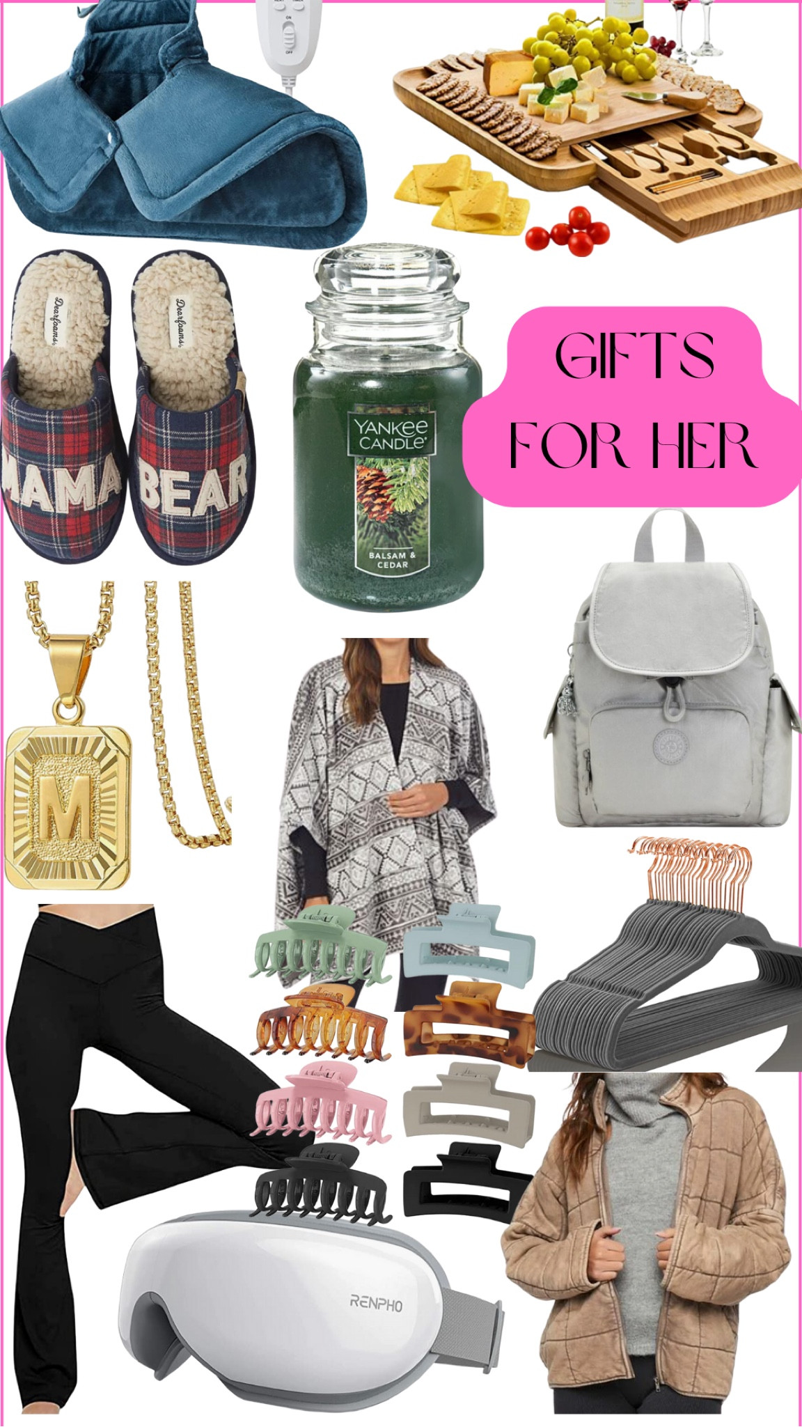 Gifts for her/ gift guide/ cyber monday/ sale/ deals/ gifts/ girlfriend/mom/ sister/ mother in law/ aunt/ grandma/ hangers/ face mask/ pants/ cozy/ jacket/ hair clips/ necklace/ book bag/ candles/ slippers/ charcuterie board/ heating pad for neck/ amazon/ target/ kohls/ forever 21

#LTKsalealert #LTKGiftGuide #LTKCyberweek