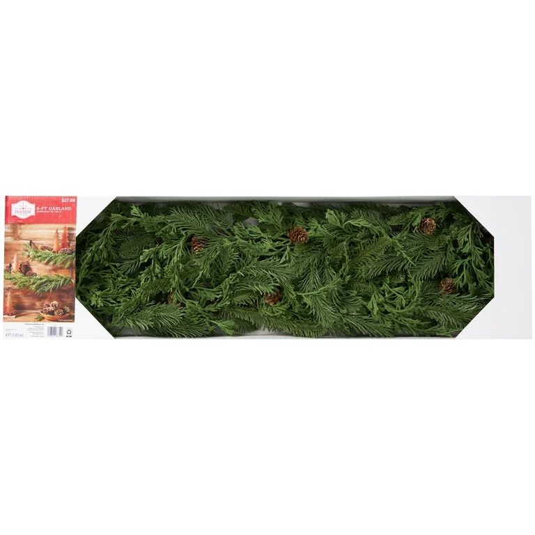 Green Faux Christmas Garland, 6 Foot, by Holiday Time | Walmart (US)