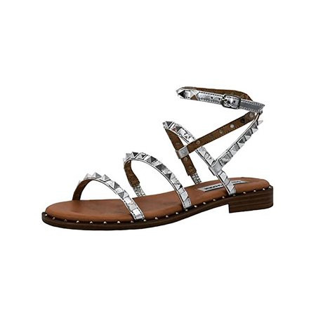 Steve Madden Womens Travel Studded Ankle Strap Flat Sandals | Walmart (US)