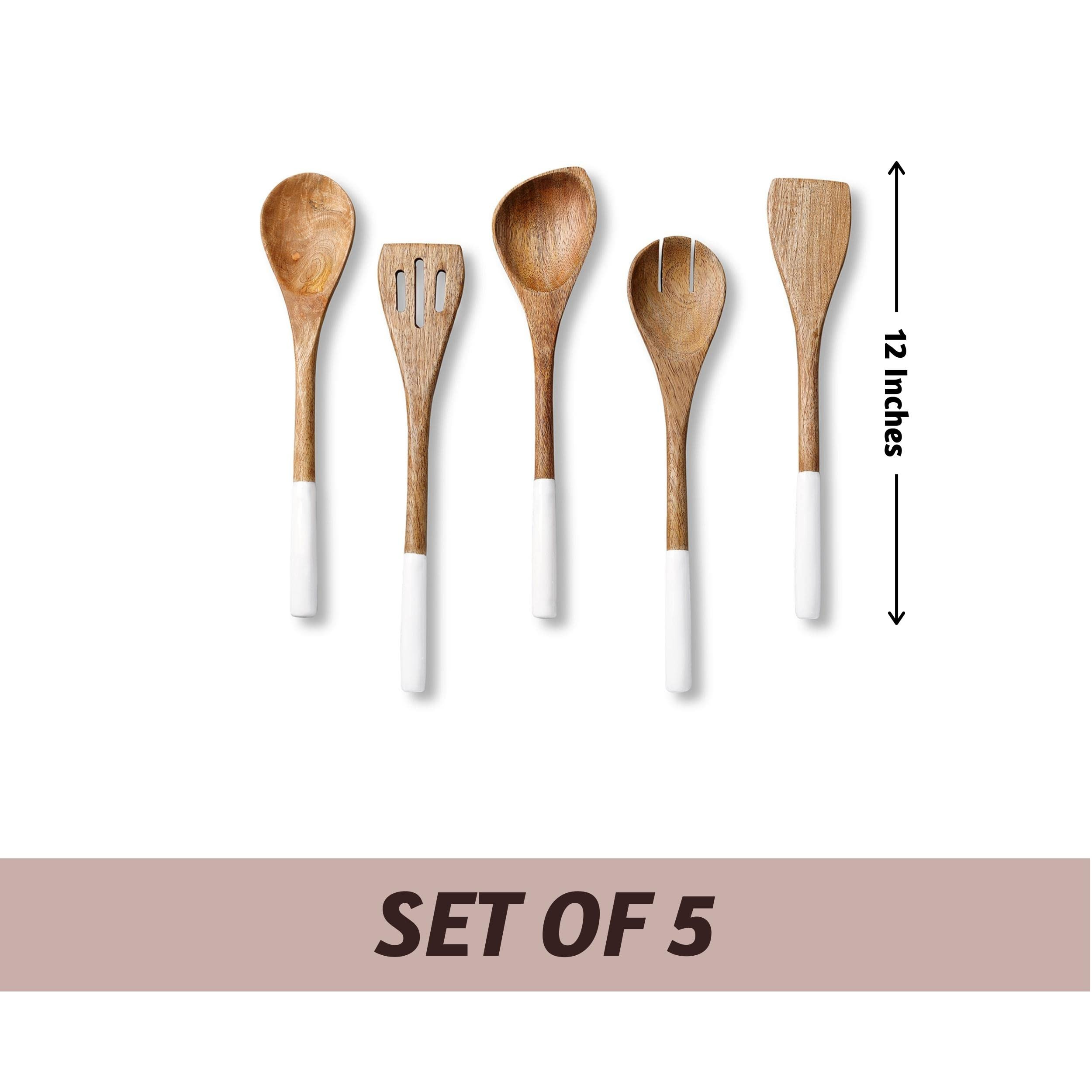 Folkulture Wooden Spoons for Cooking Set for Kitchen, Non Stick Cookware Tools or Utensils Includ... | Amazon (US)