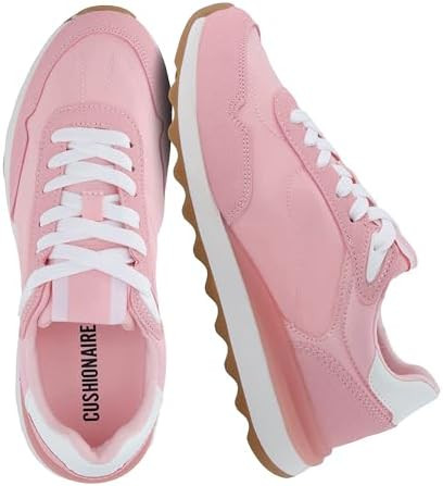 CUSHIONAIRE Women's Kicks lace up Nylon Sneaker +Comfort Foam, Wide Widths Available | Amazon (US)