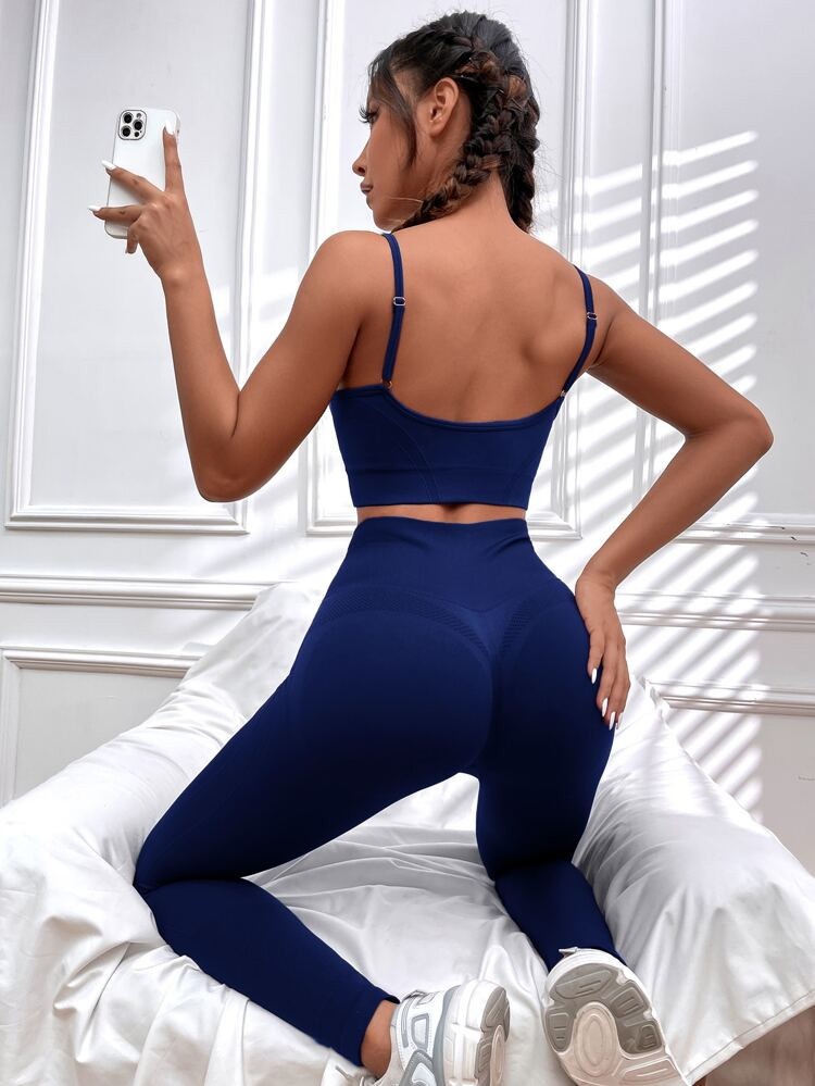 Seamless High Stretch Sports Bra & Wide Band Waist Leggings
       
              
              ... | SHEIN