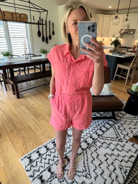 This is linen, button up and adorable! I’m wearing size 4, I usually wear 2-4 in shorts from Target. It’s long enough and I have a long torso. 

#LTKActive #LTKFindsUnder50 #LTKOver40